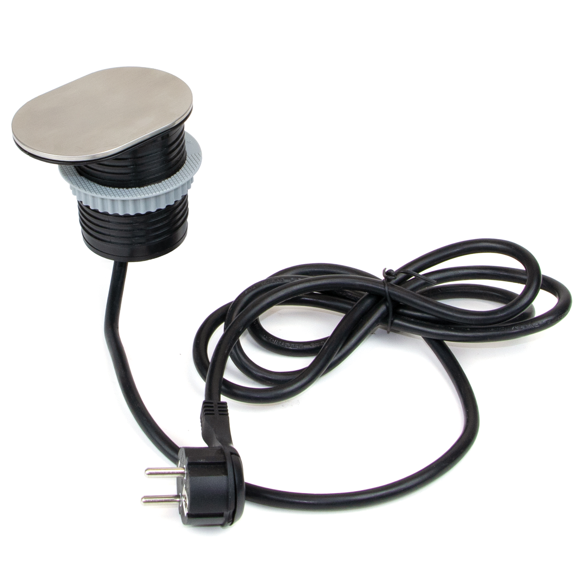 Multiconector com 1 tomada, com 1 usb, de encastrar, com tampa, Plugue tipo Schuko, Aço e Plástico, inox - Image 9