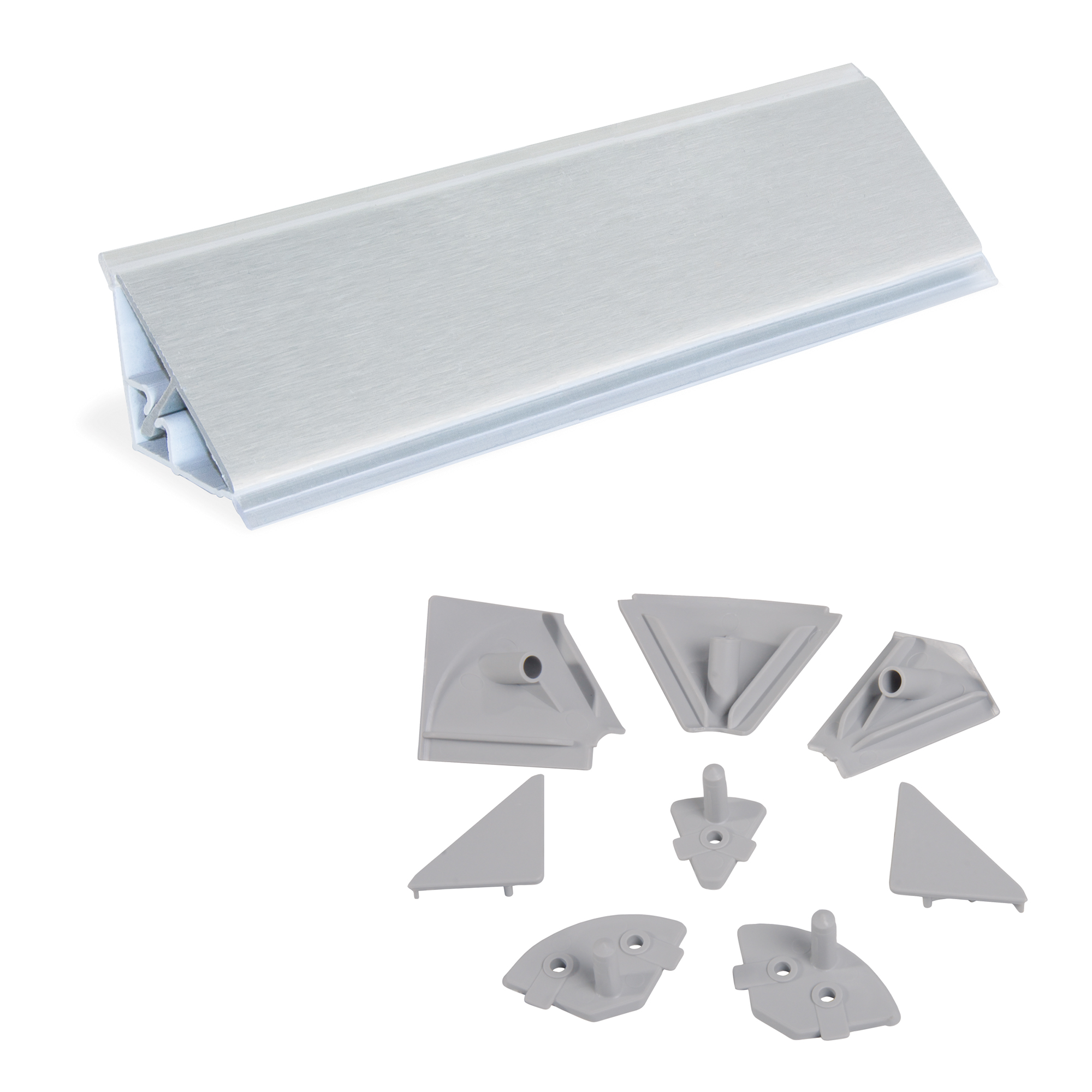 Roda tampo triangular para cozinha, com acessórios para instalação, 4,7 m, plástico, anodizado satinado - FCL