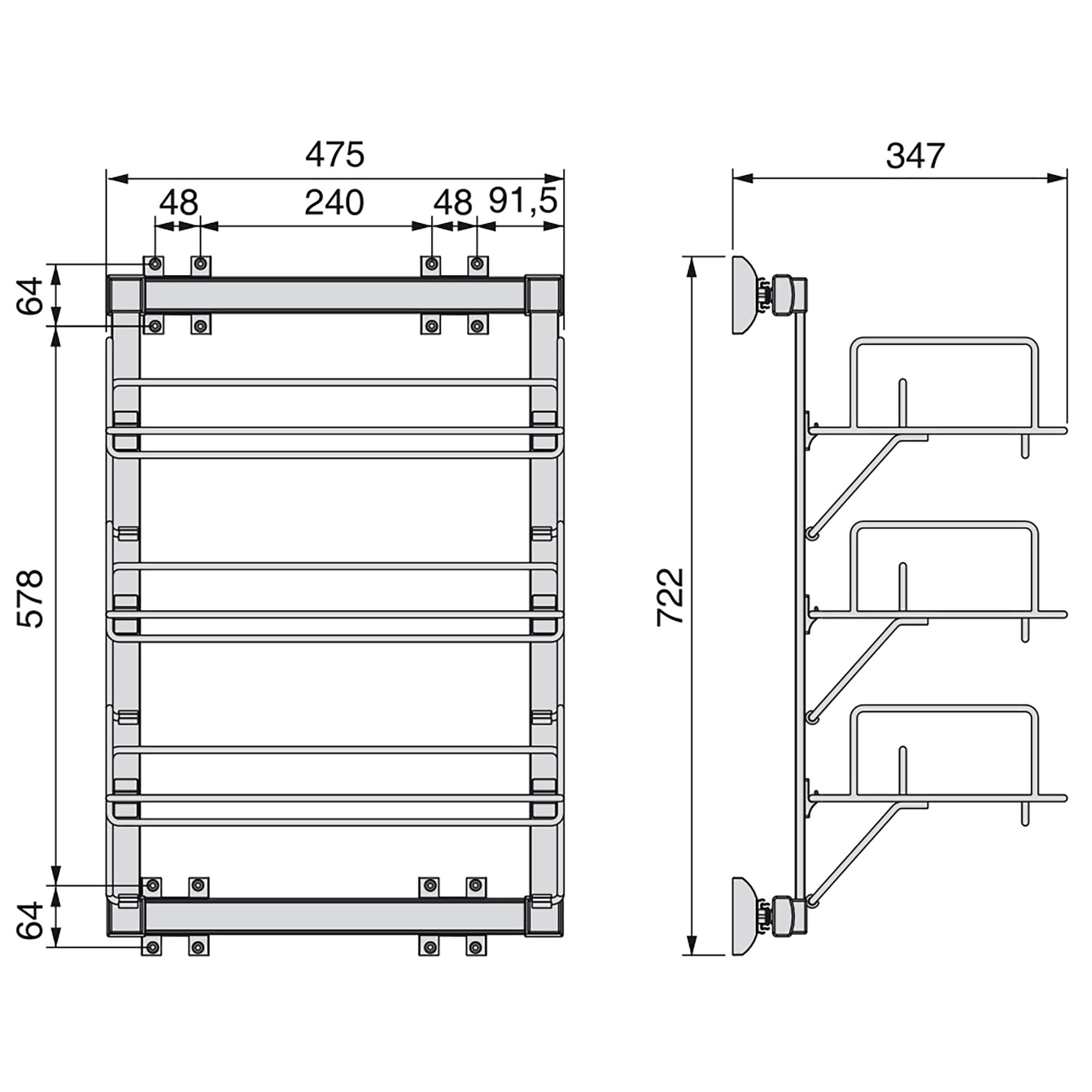Sapateira extraível para interior de roupeiro, Aço e plástico, Cinza metalizado - Image 3
