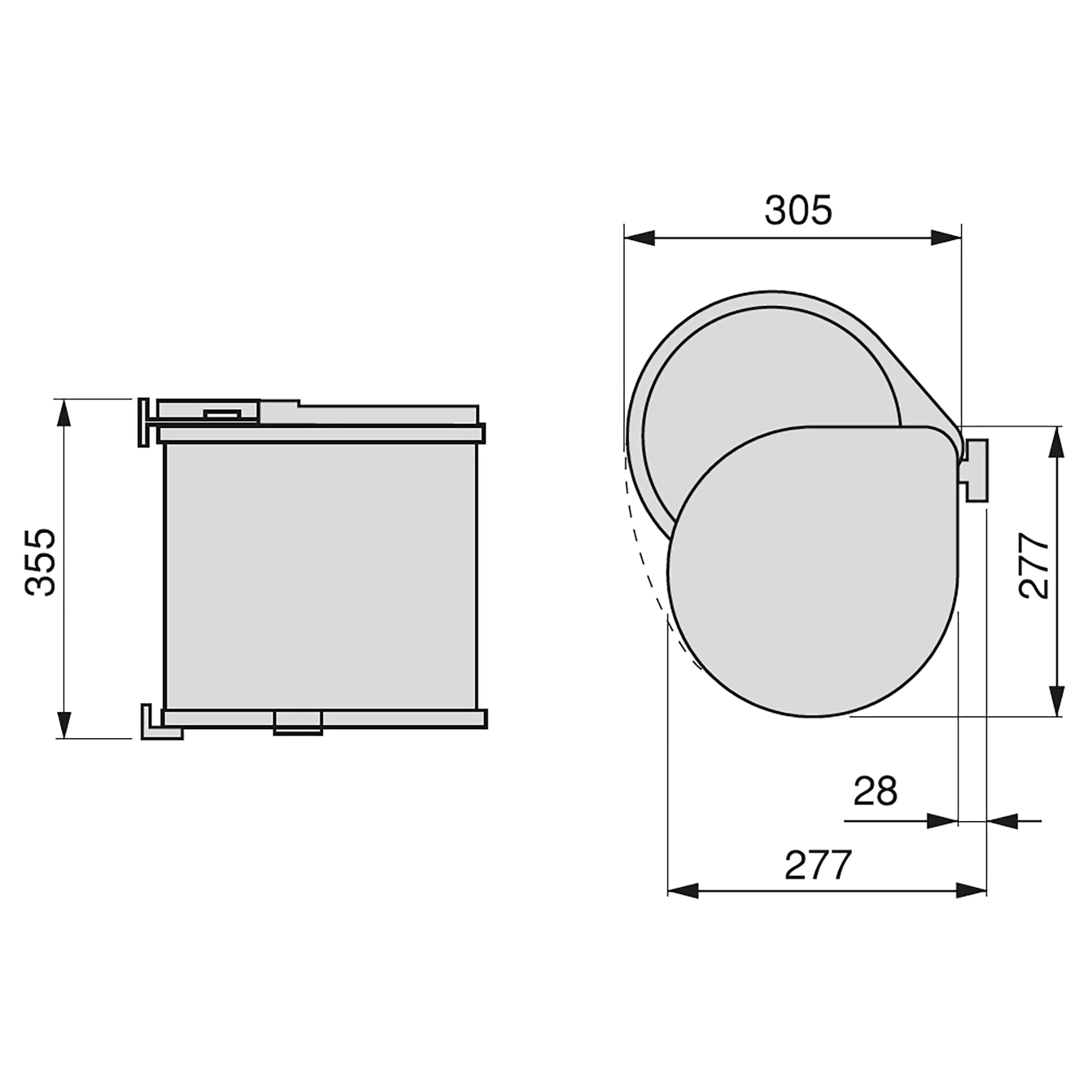 Balde do lixo de reciclagem, 13L, fixação à porta, abertura automática da tampa, Plástico, branco. - Image 2