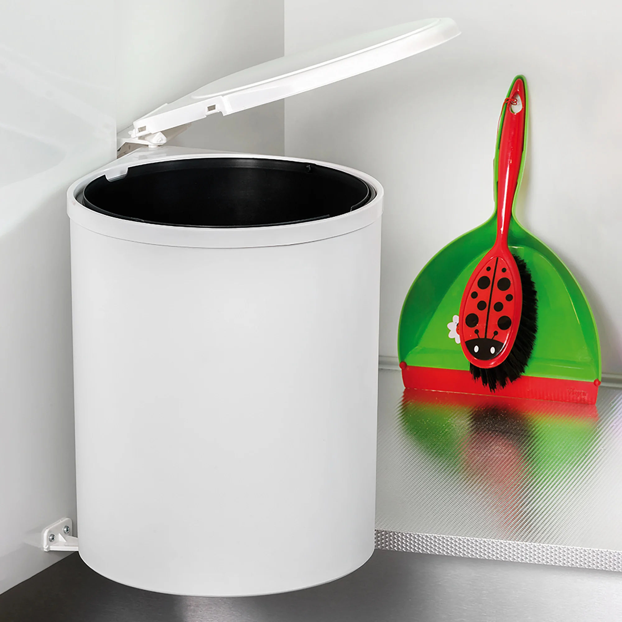 Balde do lixo de reciclagem, 13L, fixação à porta, abertura automática da tampa, Plástico, branco. - Image 5