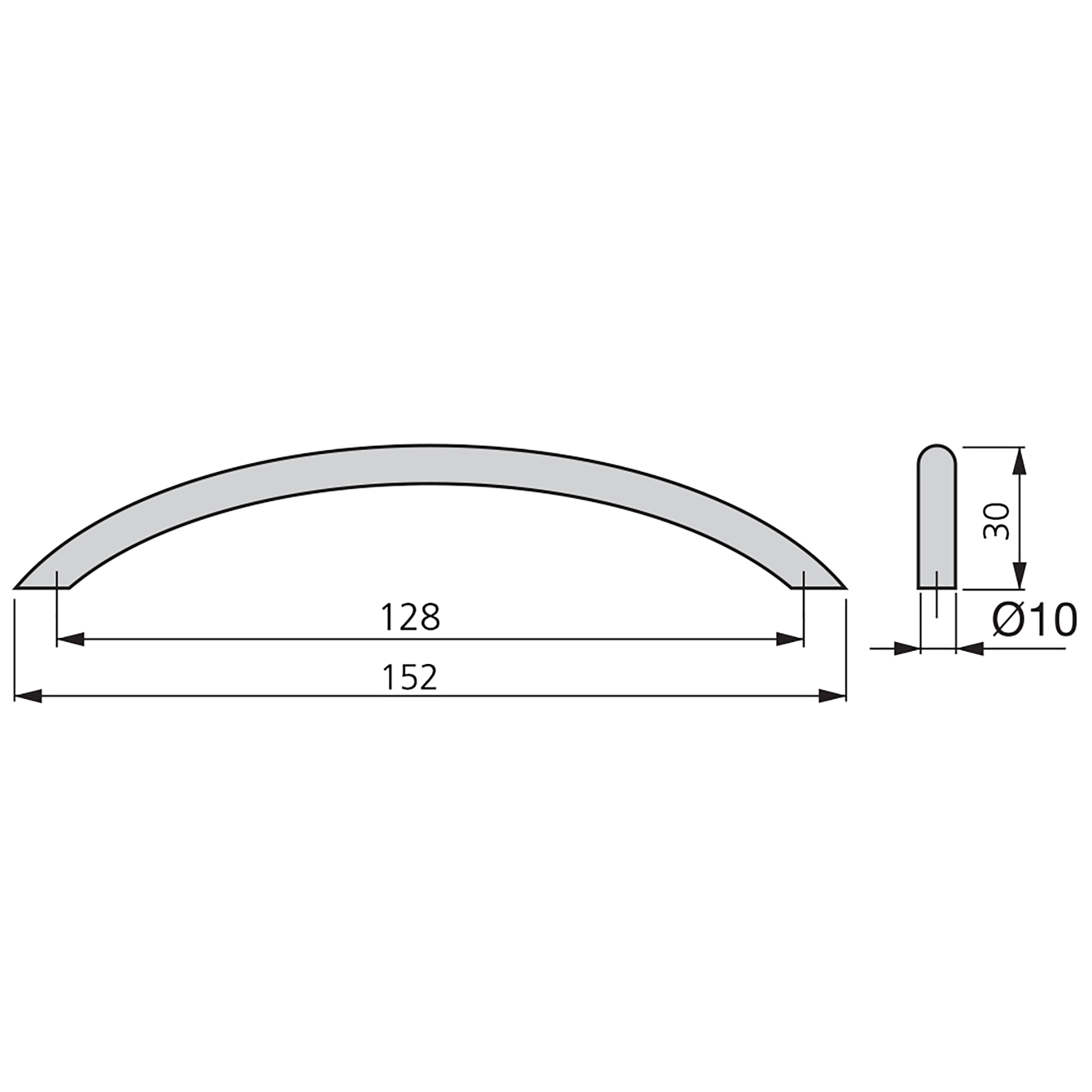 Puxadores para móvel, D. 10 mm, Aço, (160/256mm) Níquel Satinado 20 un. - Image 3