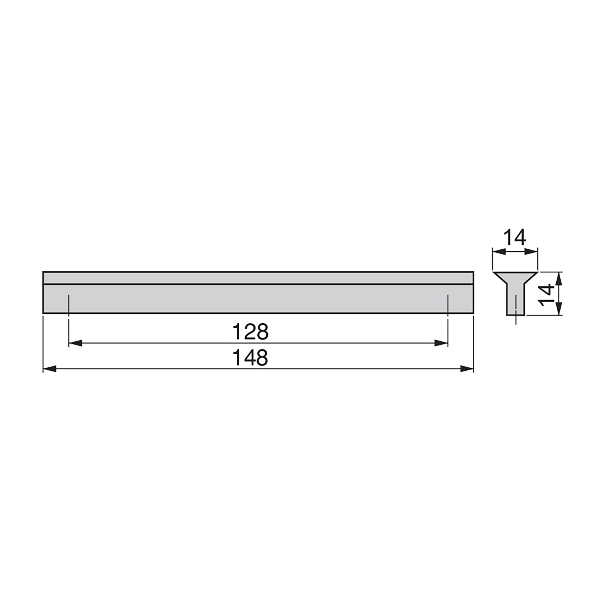 Puxadores para móvel, distância entre furos de 128 mm, Aluminio, Anodizado mate - Image 2