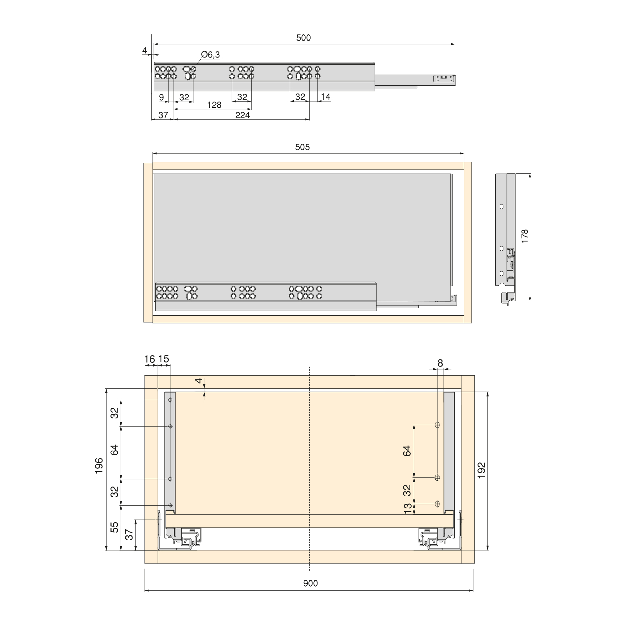 Kit de gaveta para cozinha e banho Vertex, com painéis incluídos, cinza antracite - Image 8