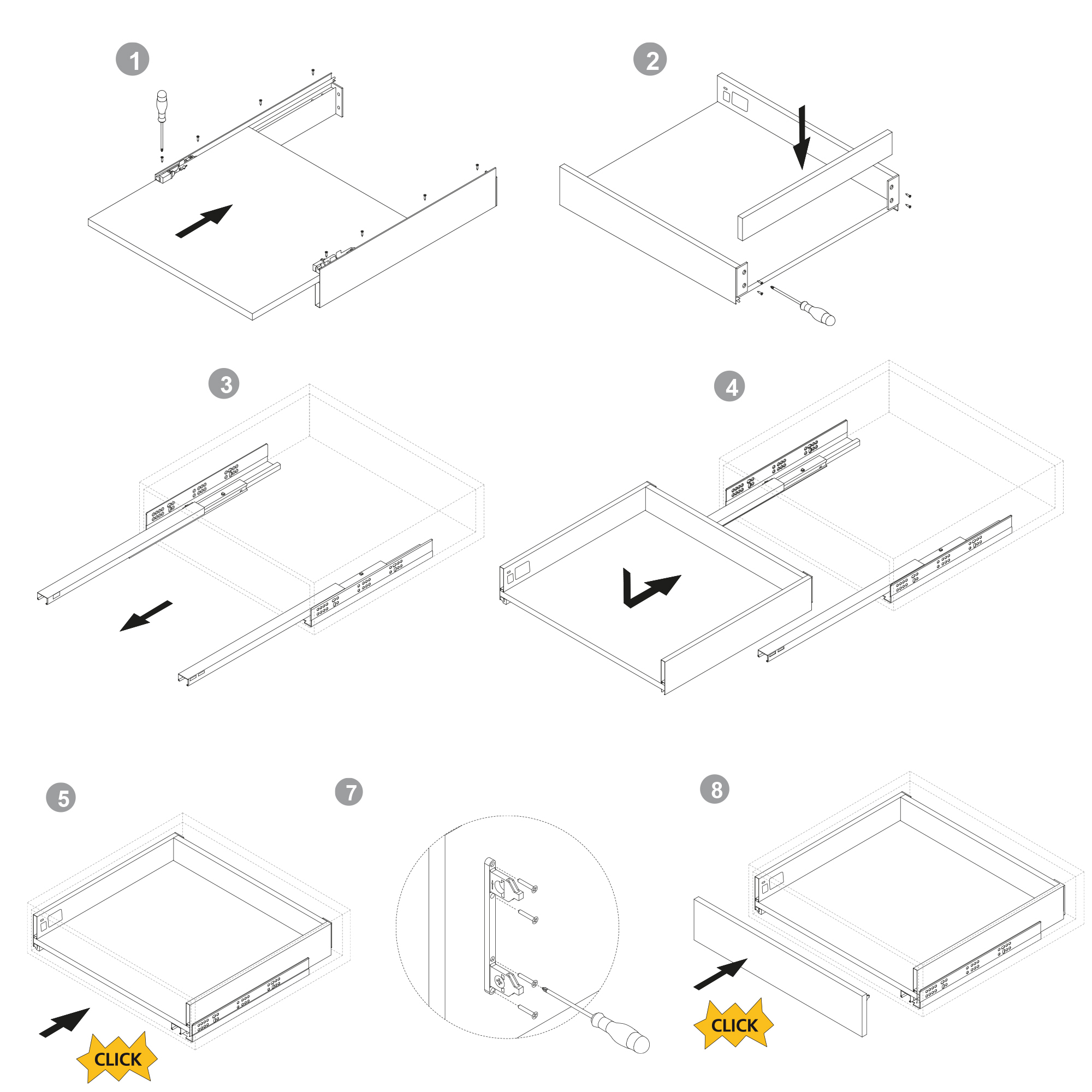 Kit de gaveta para cozinha e banho Vertex, com painéis incluídos, cinza antracite - Image 10
