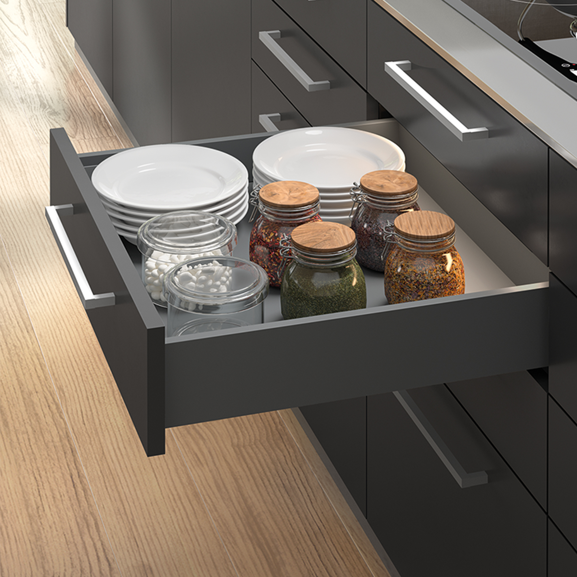Kit de gaveta para cozinha e banho Vertex, com painéis incluídos, cinza antracite - Image 5