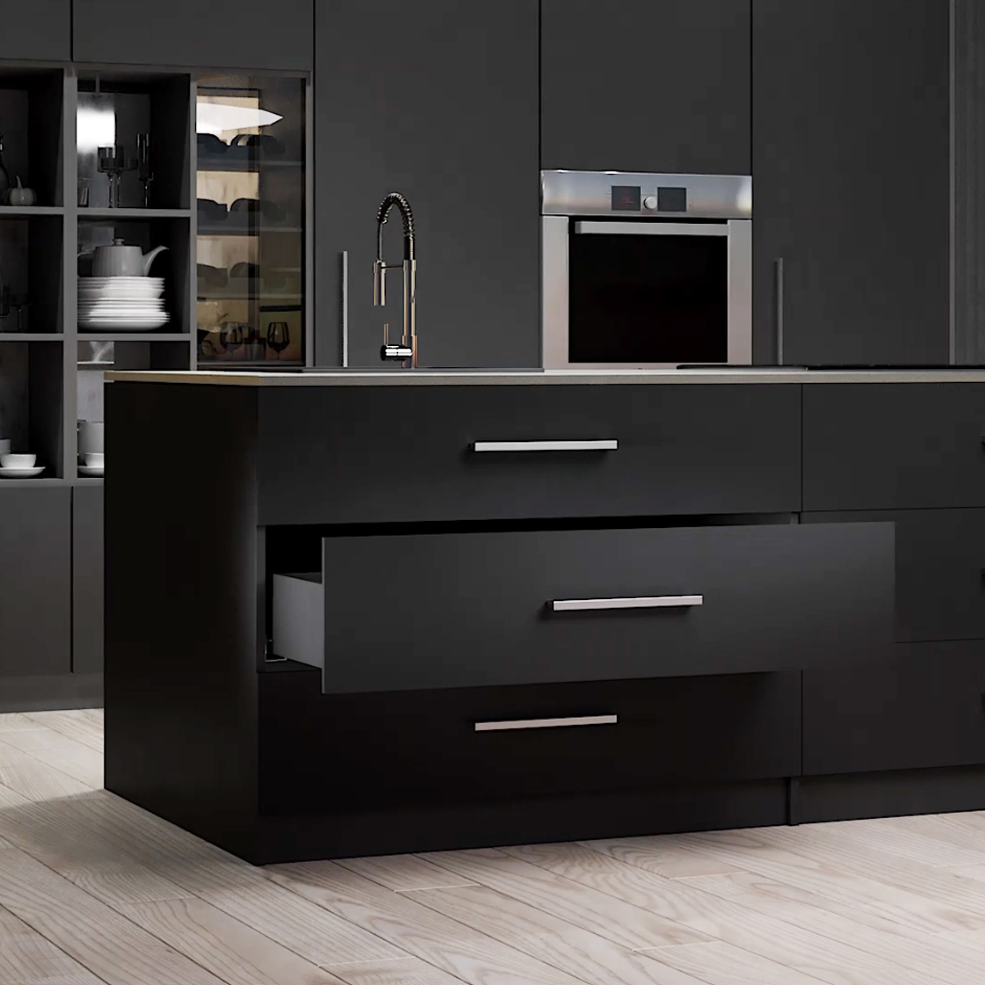 Kit de gaveta para cozinha e banho Vertex, com painéis incluídos, cinza antracite - Image 6