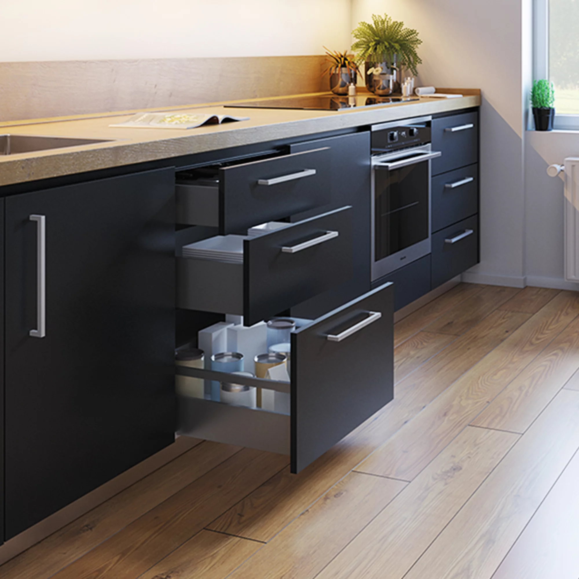 Kit de gaveta para cozinha e banho Vertex, com painéis incluídos, cinza antracite - Image 2
