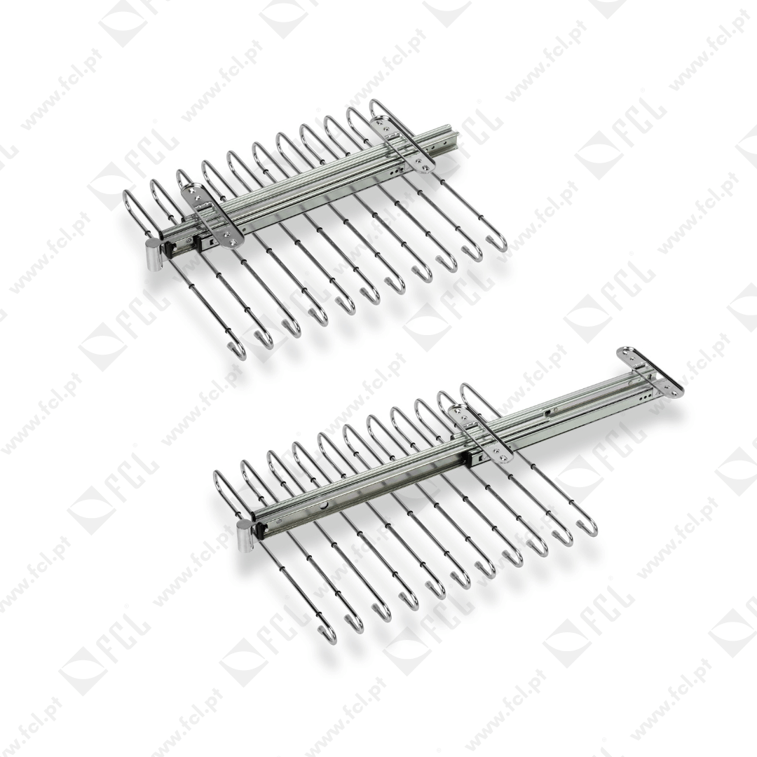 Porta-calças extraível para roupeiro, 470 mm, 11 varetas, Aço - FCL