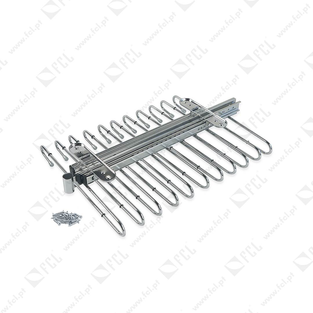 Porta-calças extraível para roupeiro, 470 mm, 11 varetas, Aço - FCL