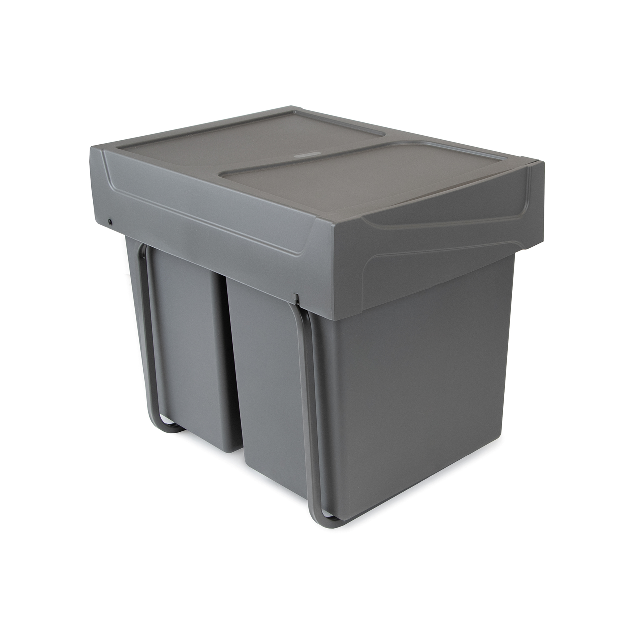 Baldes do lixo de reciclagem para cozinha, fixação inferior, extração manual, aço e plástico, cinza antracite. - Image 4