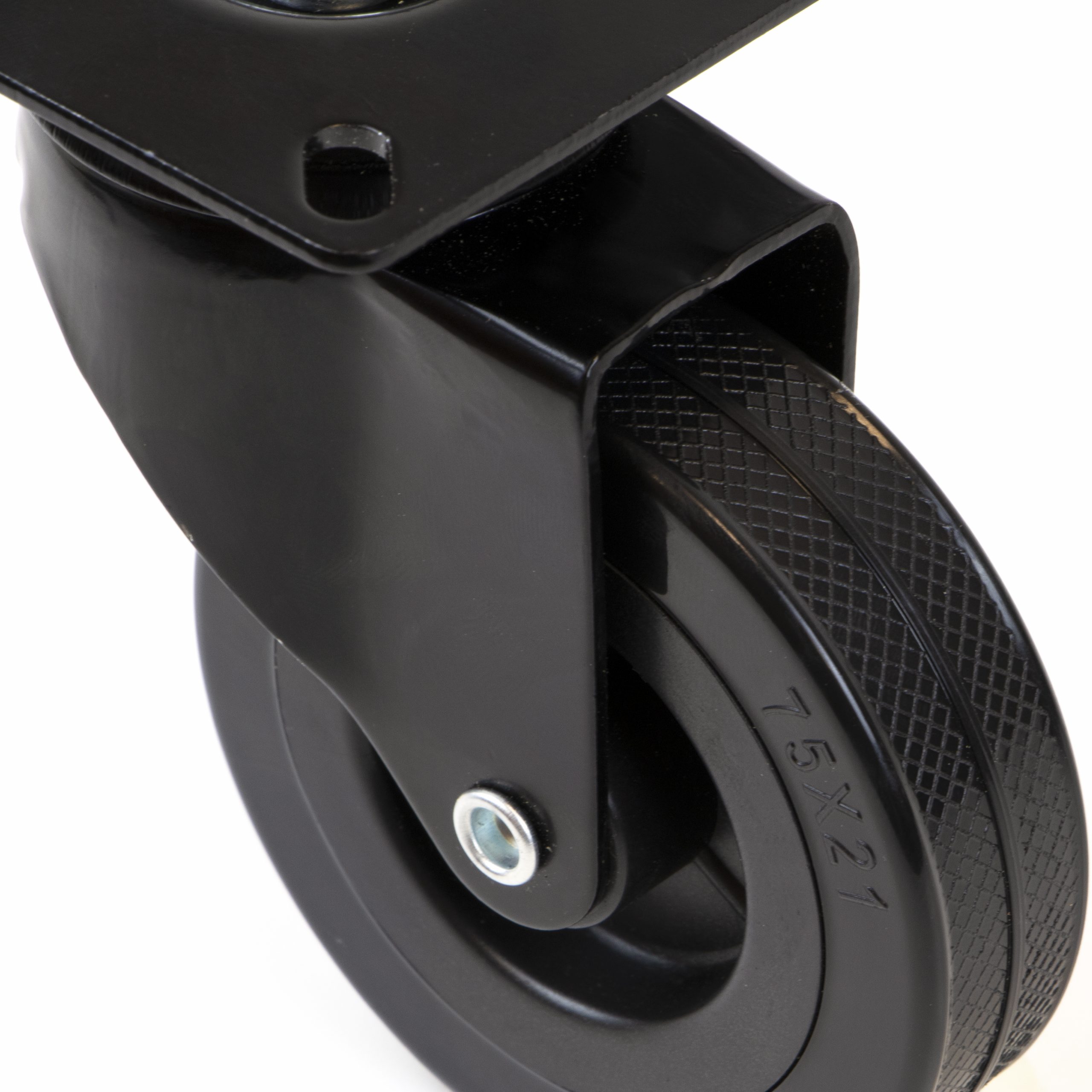 Rodas com placa de montagem, D.75mm, Aço e plástico, Preto, 4 un. - Image 4