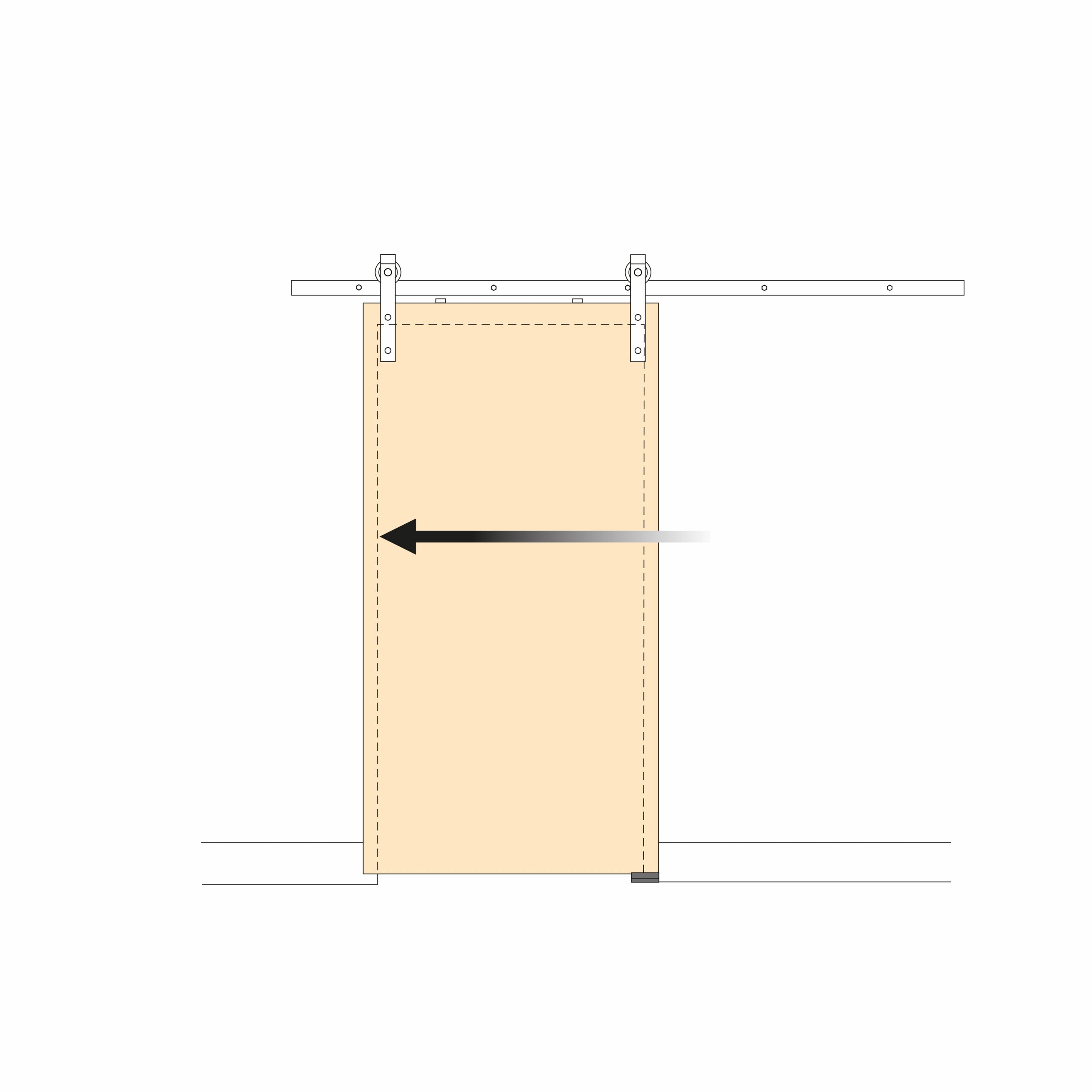 Sistema Barn para portas de correr suspensas, 80 Kg, aço, preto. - Image 3