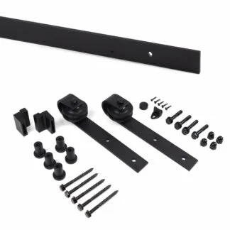 Sistema Barn para portas de correr suspensas, 80 Kg, aço, preto.