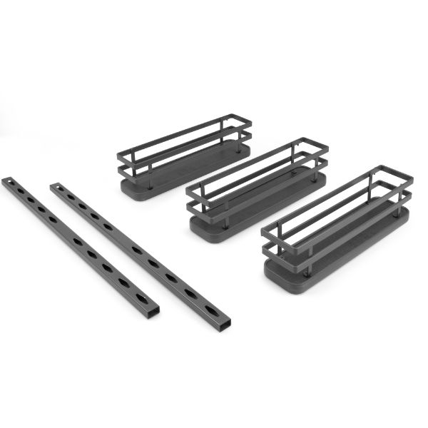 Prateleira para especiarias com 3 bandejas para móvel de cozinha ou parede, aço, cinza antracite.