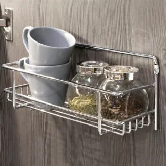 Prateleira para frascos de especiarias para parede ou móvel de cozinha, 3 bandejas, aço, cromo
