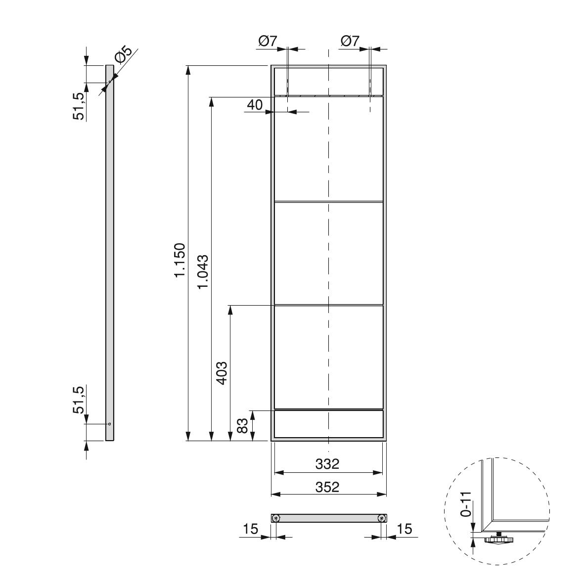 Estrutura para estante Lader, Altura 830-1790 mm, Aço, Pintado preto - Image 12
