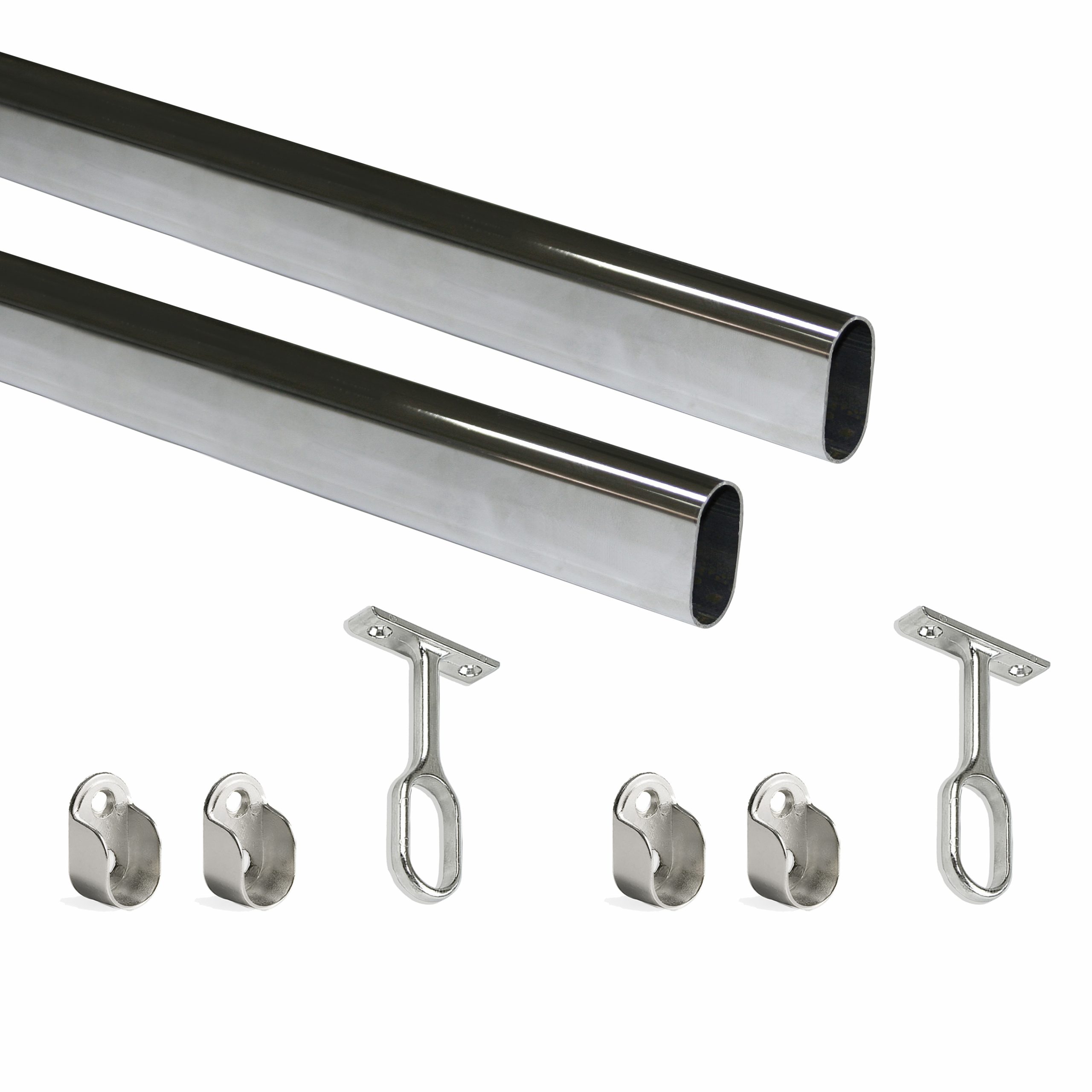 Kit varão de roupeiro 30x15 mm, aço