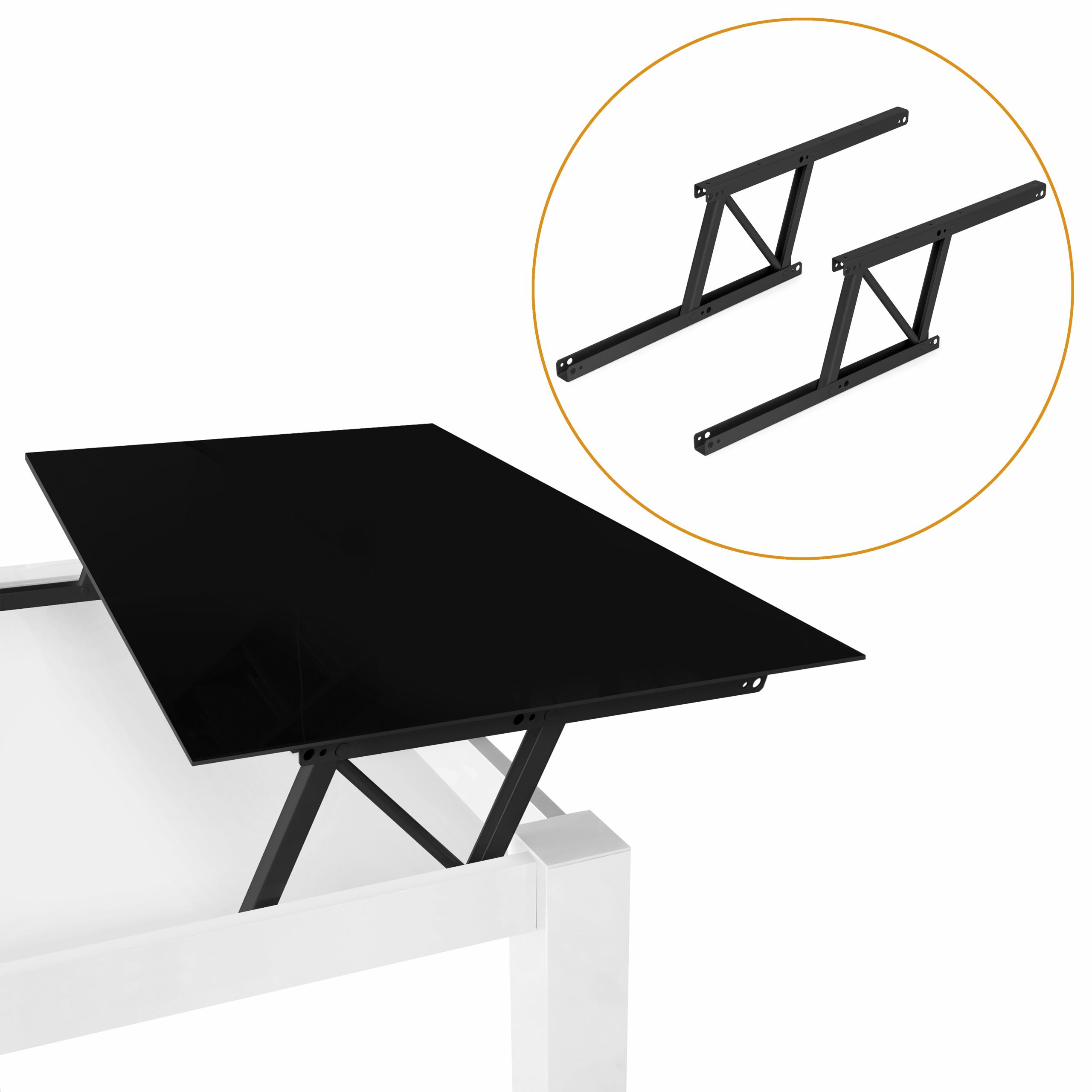 Jogo de 2 mecanismos elevatórios para mesas de centro de sala, Pintado, Aço, 2 un - Image 2