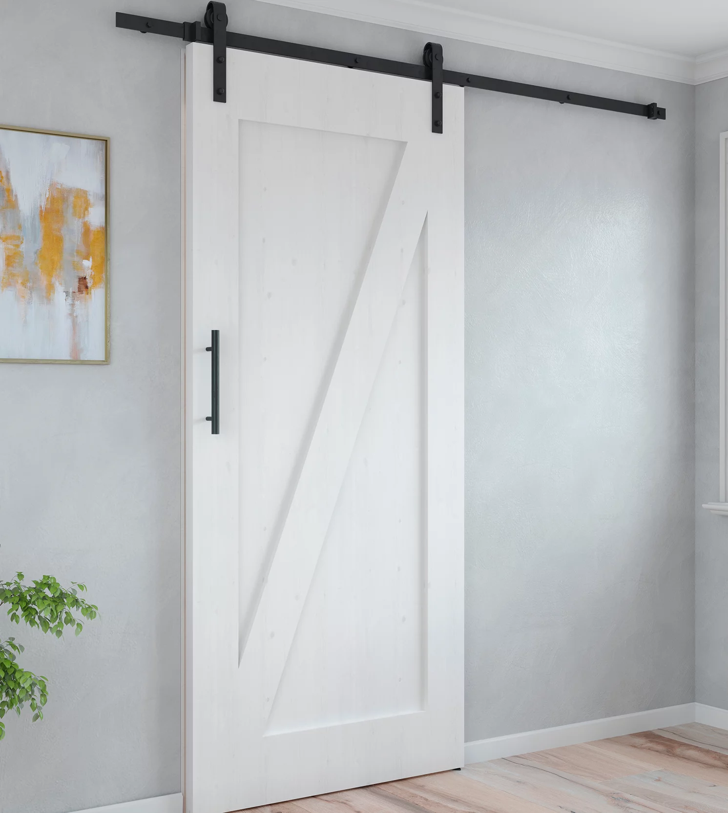 Sistema Barn para portas de correr suspensas, fecho suave, painéis não incluídos, 60 Kg, aço. - Image 3