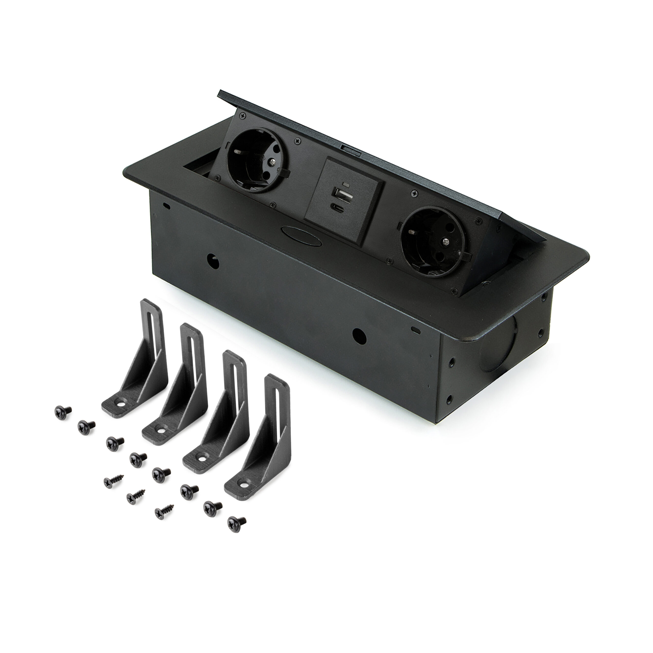 Bloco de tomadas Atom 26 Lite para escritório, 2 tomadas EU + 1 USB tipo A + 1 USB tipo C, 265x120mm, Aço e alumínio - Image 7