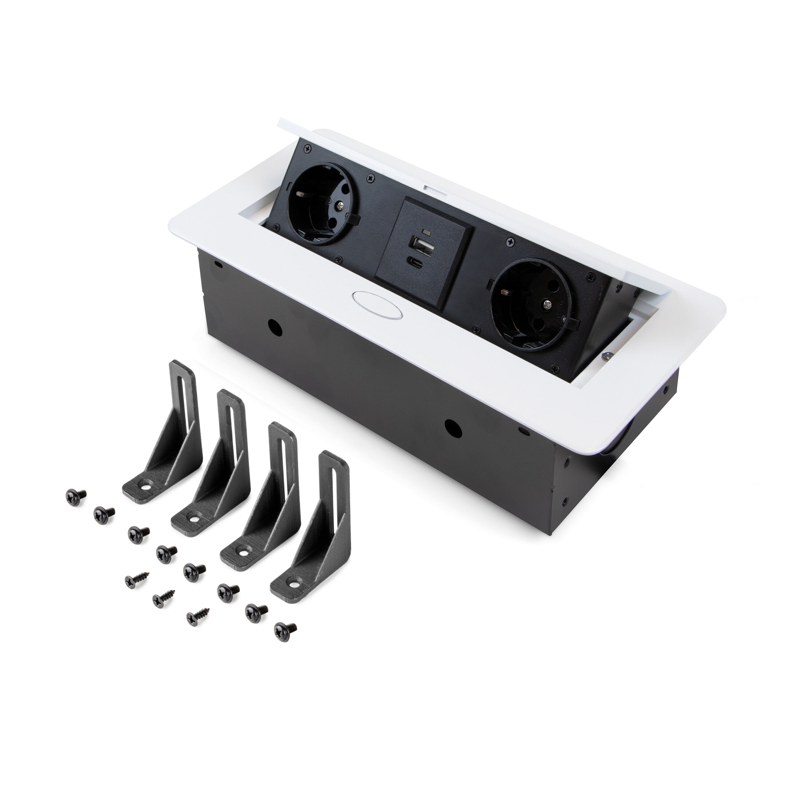 Bloco de tomadas Atom 26 Lite para escritório, 2 tomadas EU + 1 USB tipo A + 1 USB tipo C, 265x120mm, Aço e alumínio - Image 6