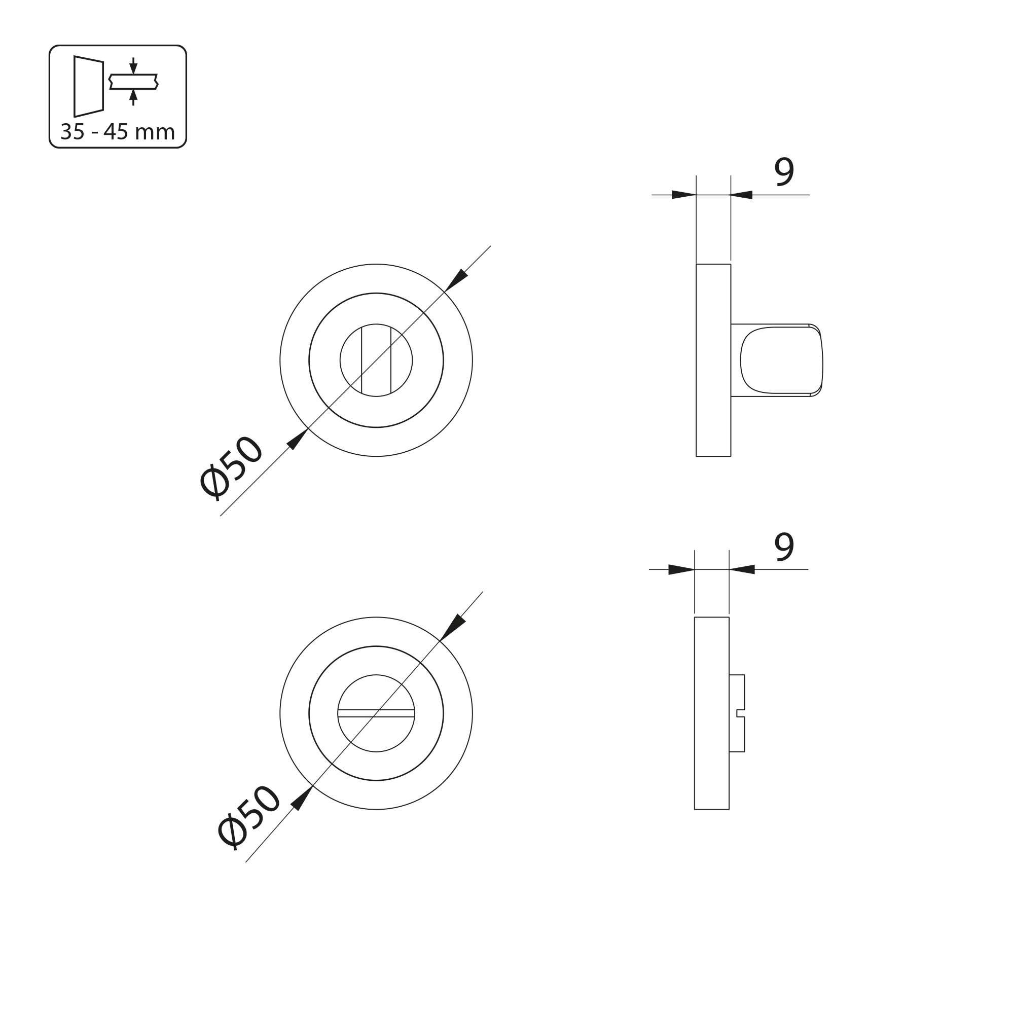 Jogo de fecho para portas de correr de passagem com roseta redonda, zamak, 5 un - Image 12