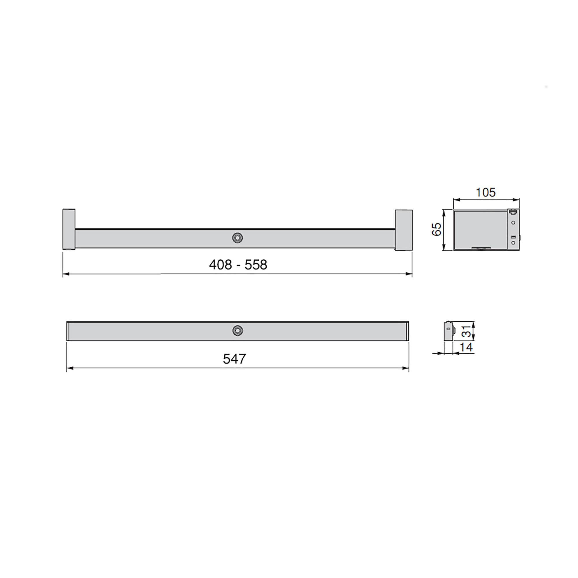 Varão de roupeiro Castor com luz LED, bateria removível e sensor de movimento, Pintado moka, 1 ud. - Image 8