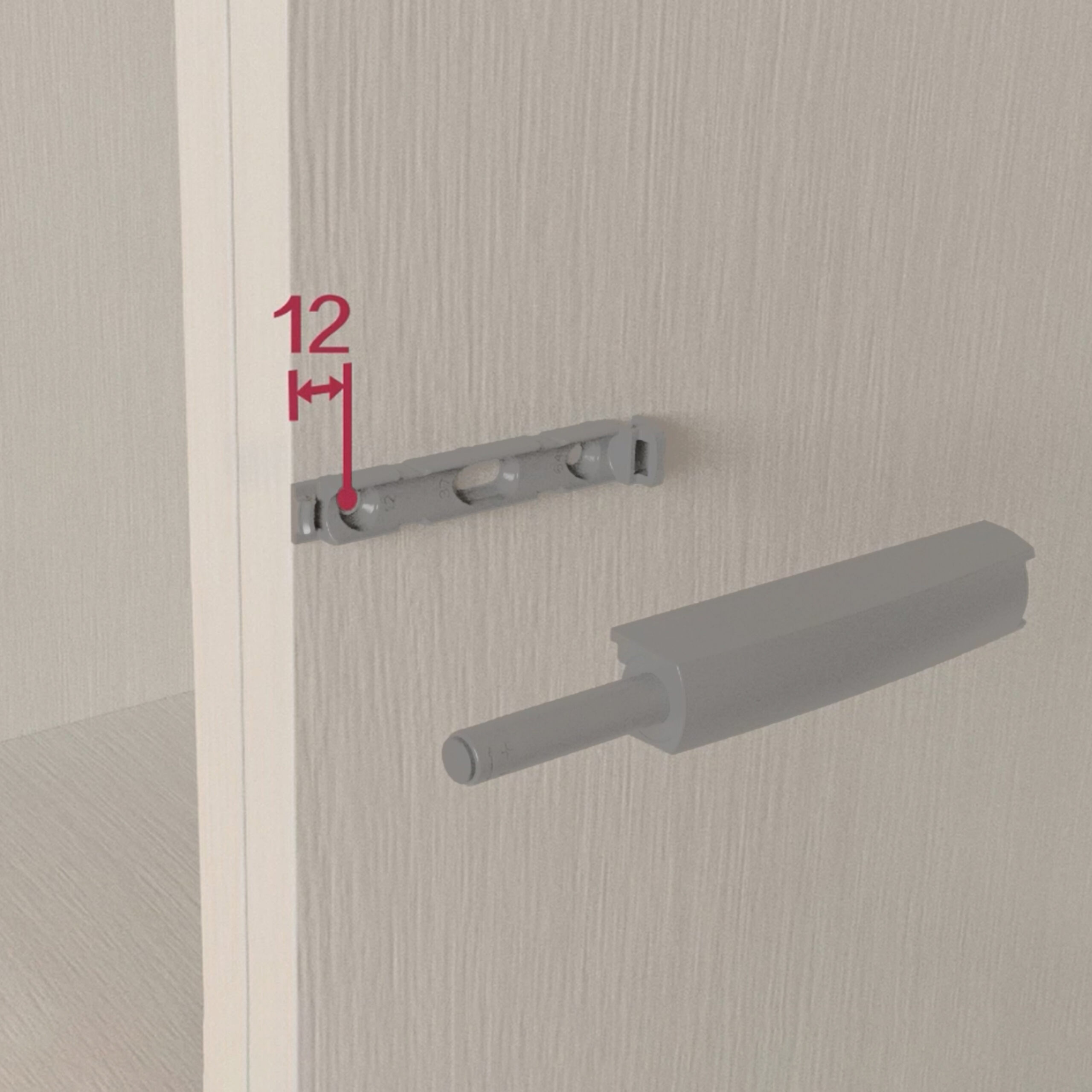 Fecho Tic tac Push Lite regulável, de aparafusar, 80 mm, Amortecedor, Plástico cinza, Plástico, 10 unidades - Image 3