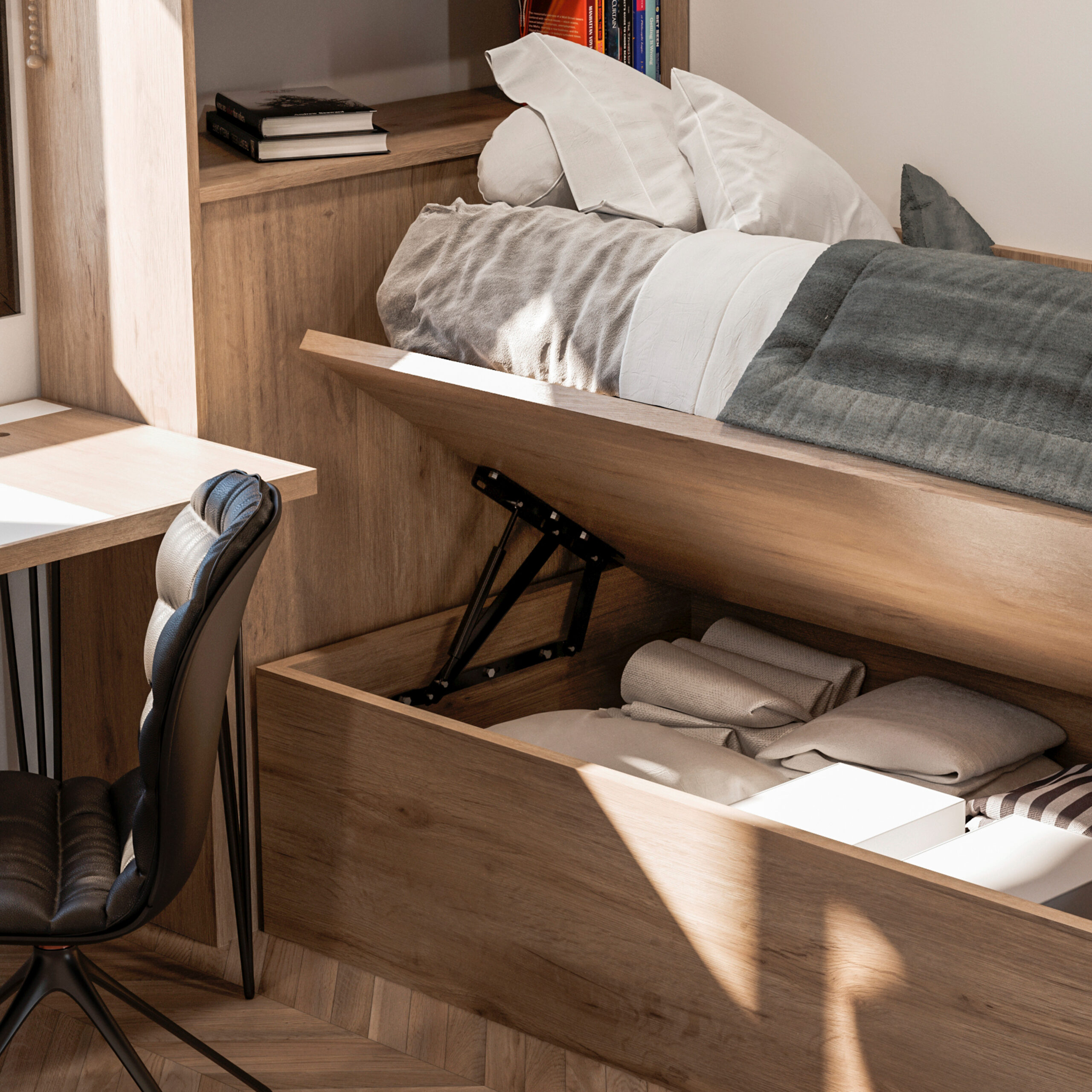 Conjunto de mecanismos de elevação para cama de canapé, Pintado preto, Aço, 1 ud. - Image 3