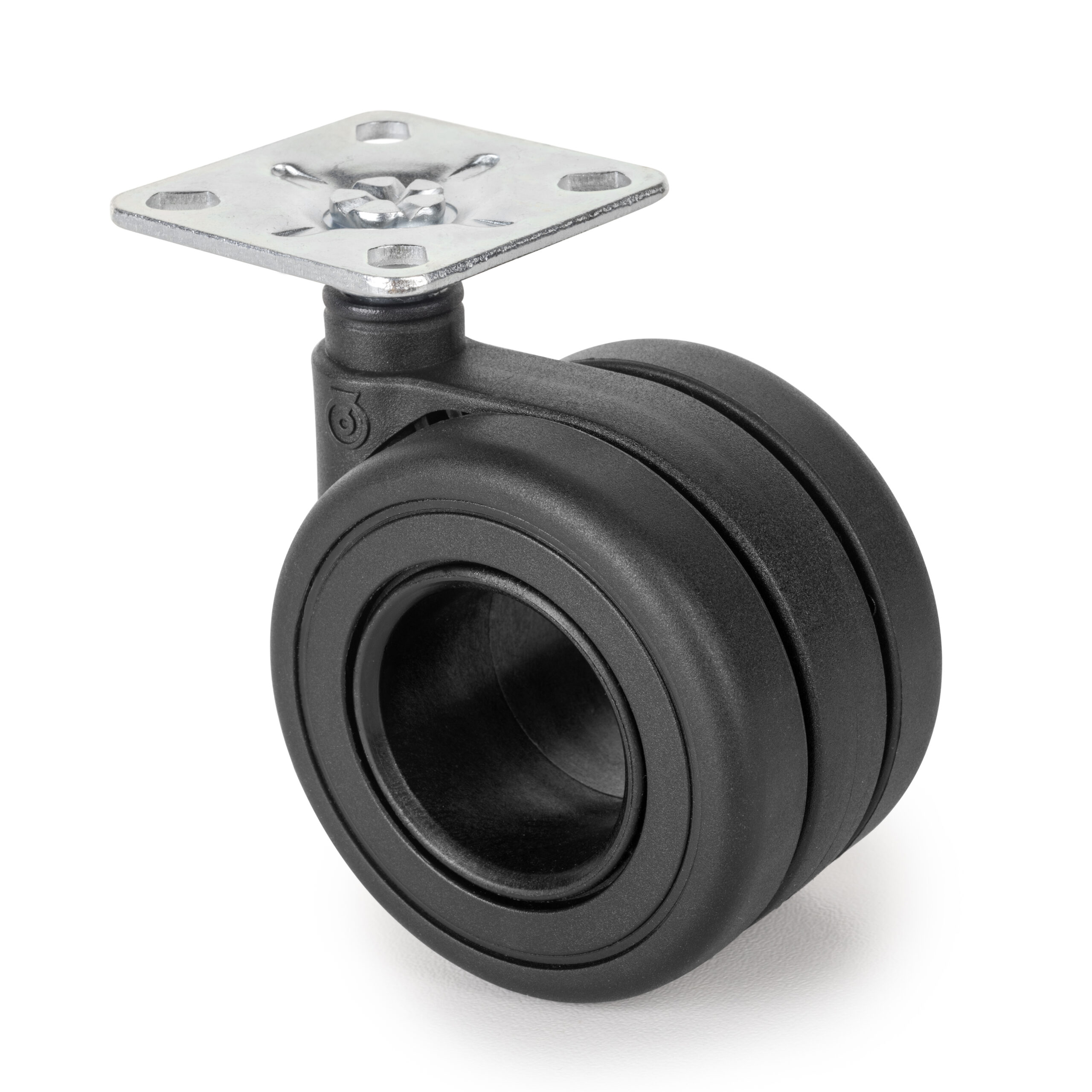 Kit de rodas Hole com placa de montagem, Ø 65, Pintado preto, Aço e Plástico, 1 ud. - Image 3