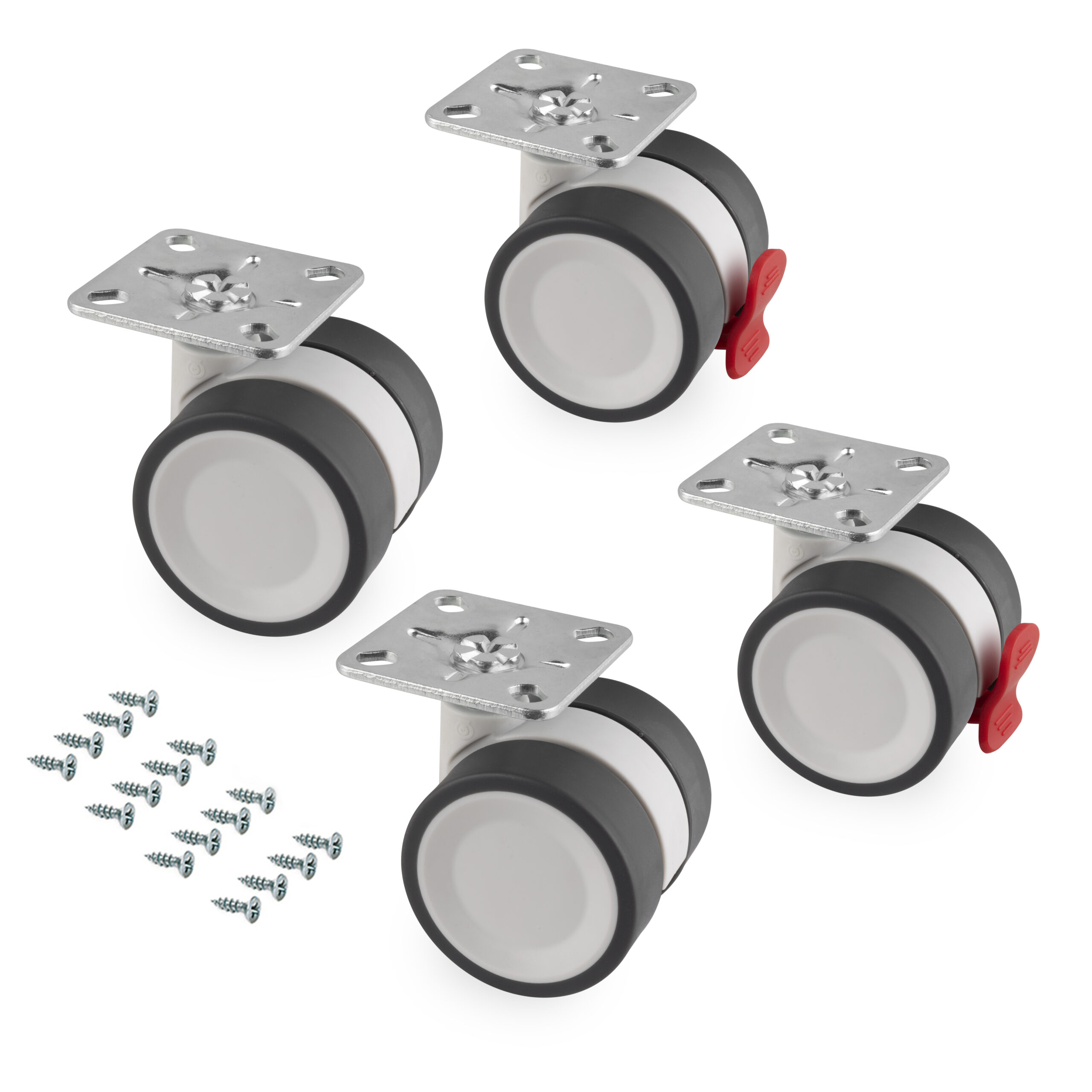 Kit de rodas Bowl 2 com placa de montagem, Ø 50, Aço e Plástico, 1 ud.