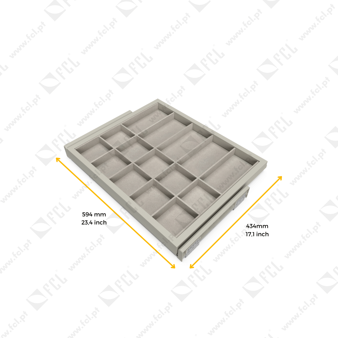 Kit de organizador de gavetas e corrediças M60 medidas - FCL
