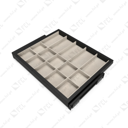Kit de organizador de gavetas e corrediças Preto texturado M60 - FCL