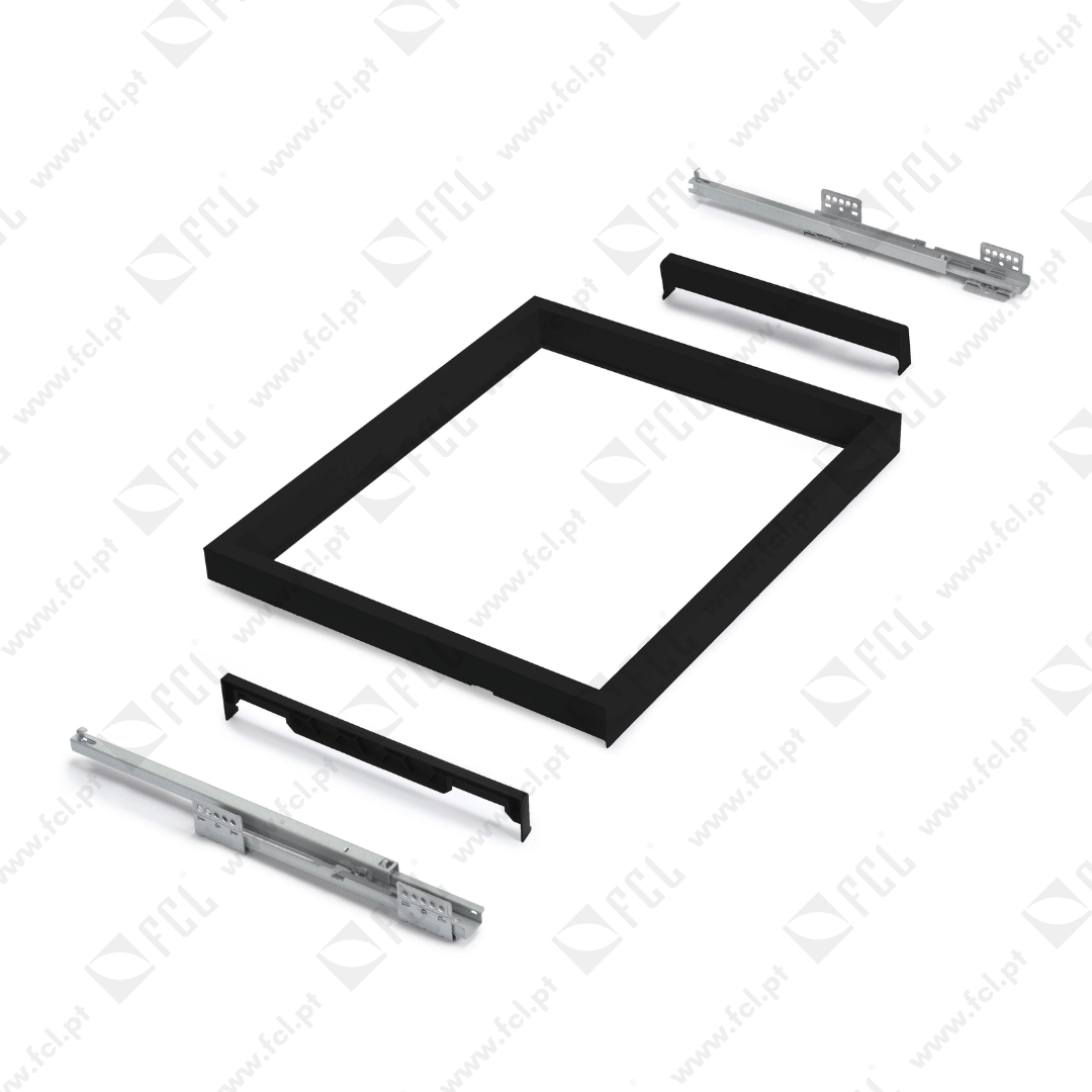 Kit de organizador de gavetas e corrediças Preto texturado M60 foto corrediça - FCL
