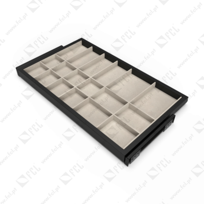 Kit de organizador de gavetas e corrediças Preto texturado M80 - FCL
