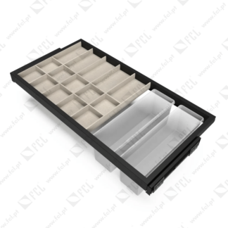 Kit de organizador de gavetas e corrediças Preto texturado M90 - FCL