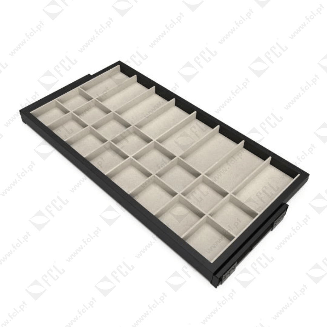 Kit de organizador de gavetas e corrediças Preto texturado M90 - FCL