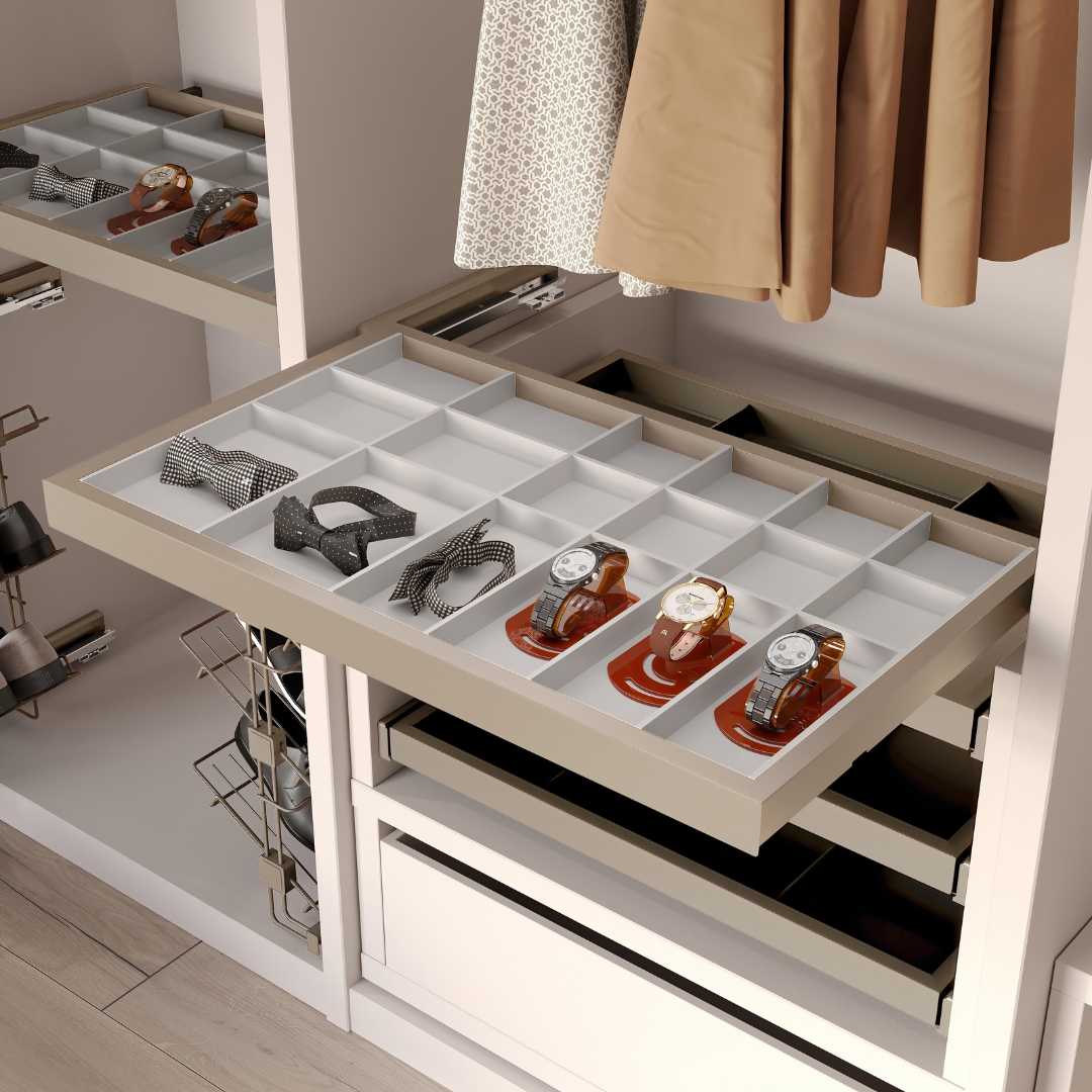 Kit de organizador de gavetas e corrediças cinzento pedra M60 foto cenário - FCL
