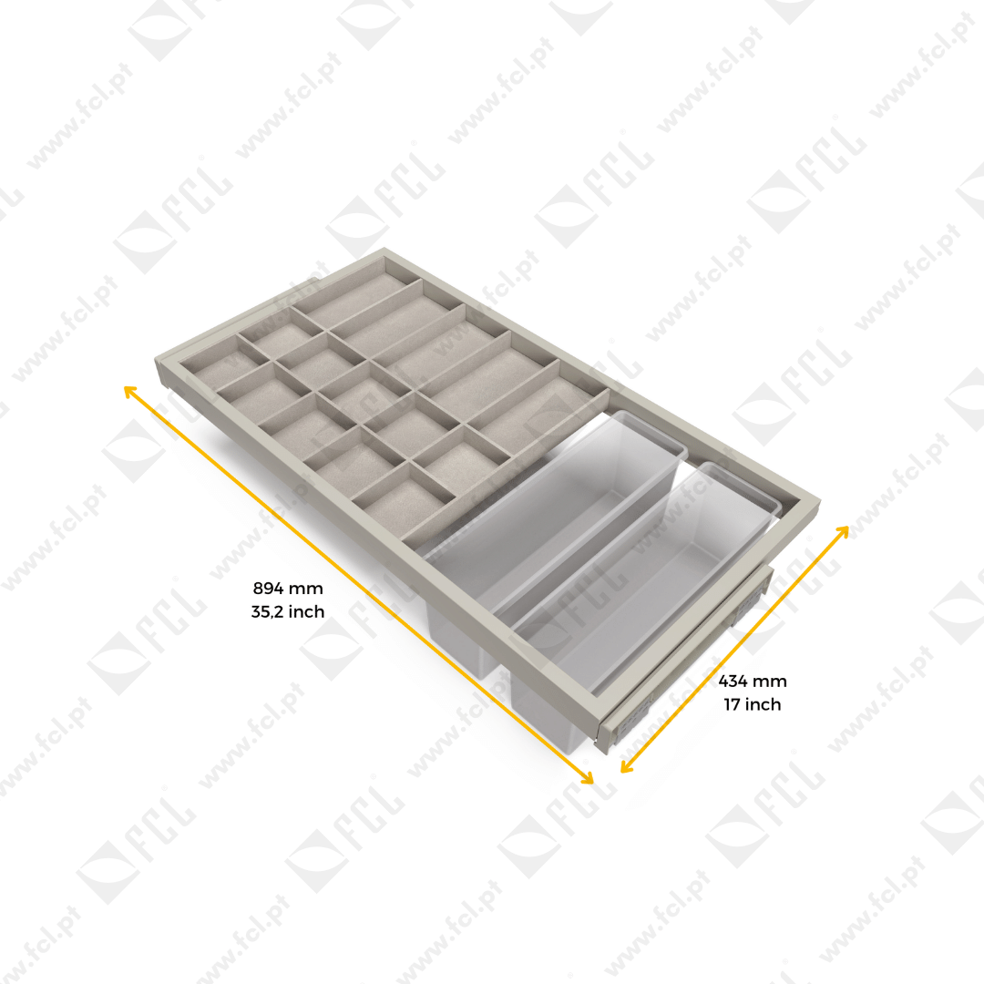 Kit de organizador de gavetas e corrediças M90 medidas - FCL