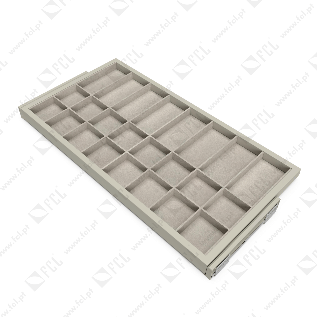 kit de organizador de gavetas e corrediças cinzento pedra M90 - FCL