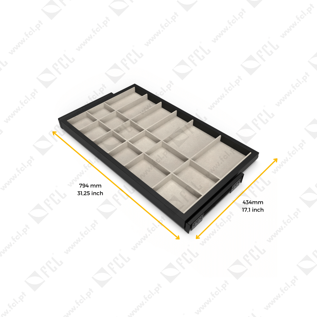 Kit de organizador de gavetas e corrediças medida M80 - FCL