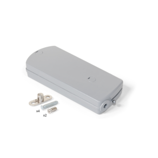 Mecanismo para portas rebatíveis Microwinch, cinza, Aço e Plástico