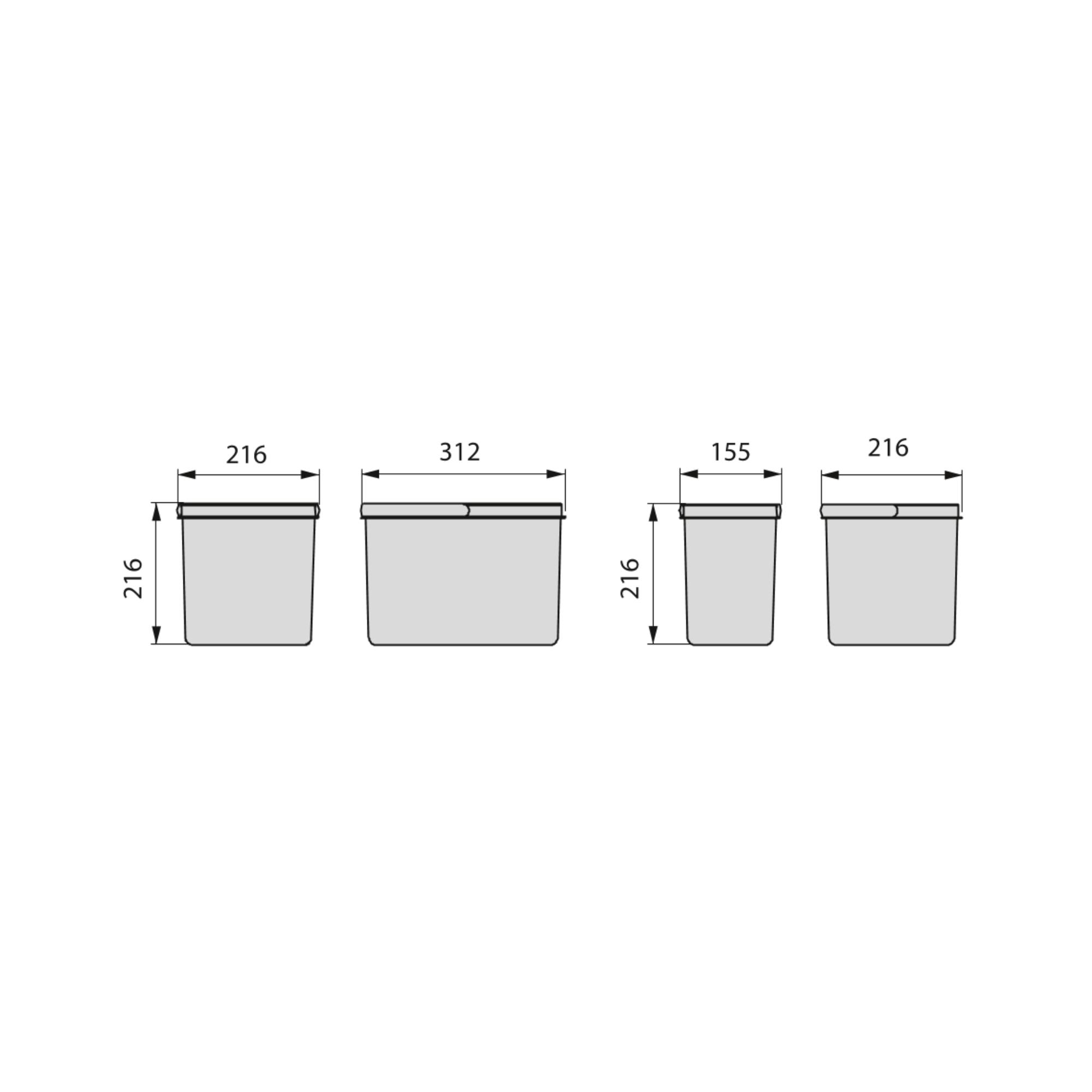 Baldes do lixo para gavetão de cozinha Recycle, cinza antracite, Plástico, 1 ud. - Image 6