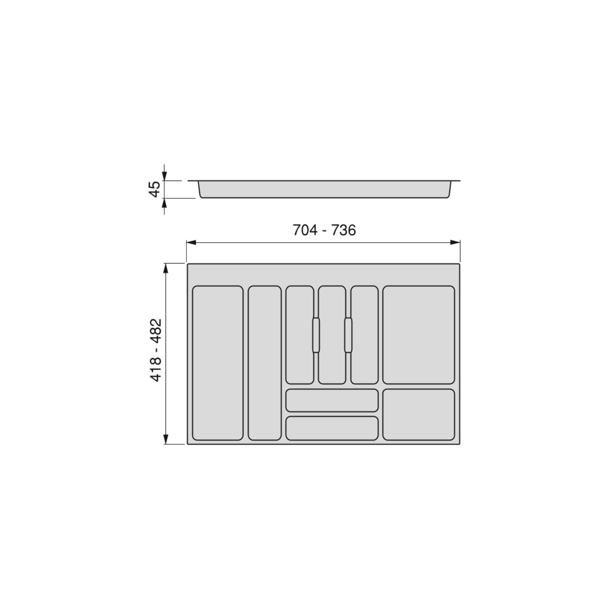 Porta-talheres universal Optima Universal, Plástico cinza, Plástico, 1 ud. - Image 18