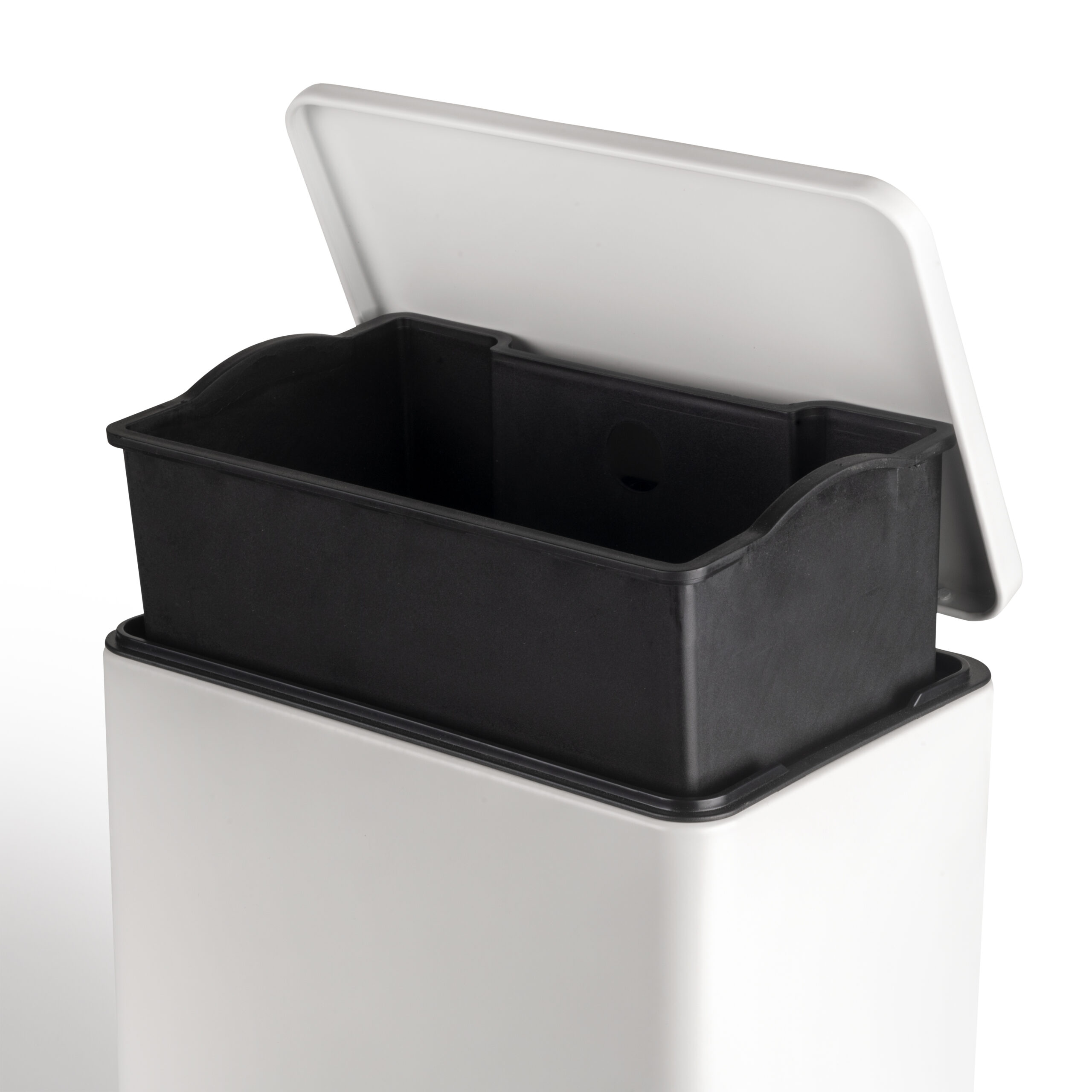 Balde exterior Recycle rectangular com abertura de pedal, Pintado branco, Alumínio, 1 ud. - Image 3