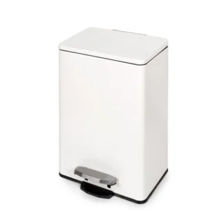 Balde exterior Recycle rectangular com abertura de pedal, Pintado branco, Alumínio, 1 ud.