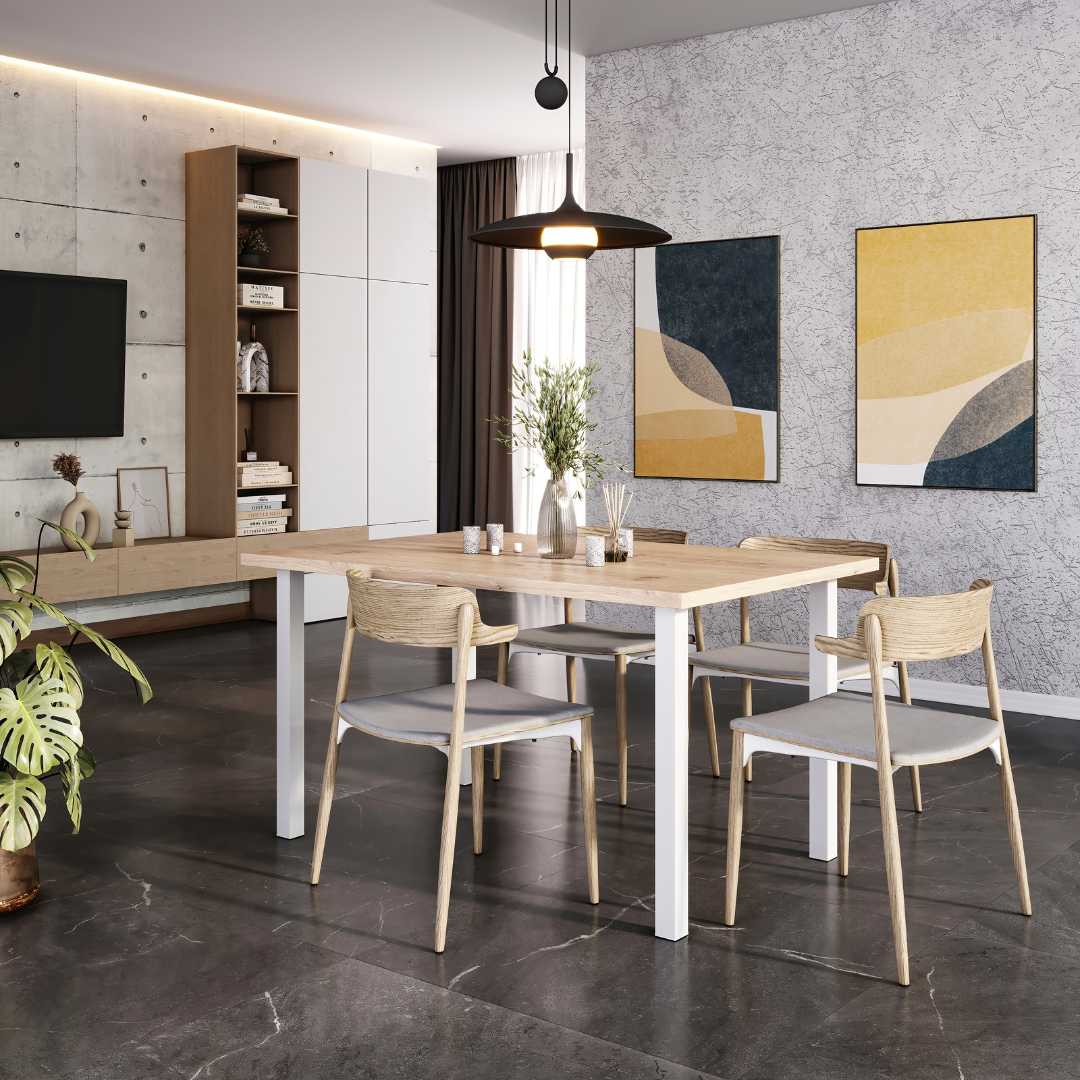 Lote de 4 patas quadradas para mesa 50x50mm Branco - FCL