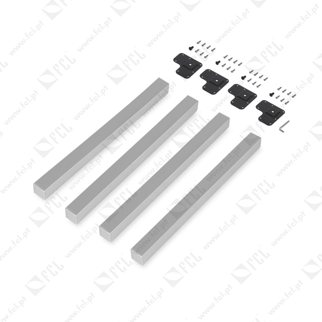 Lote de 4 patas quadradas para mesa 50x50mm Pintado alumínio - FCL