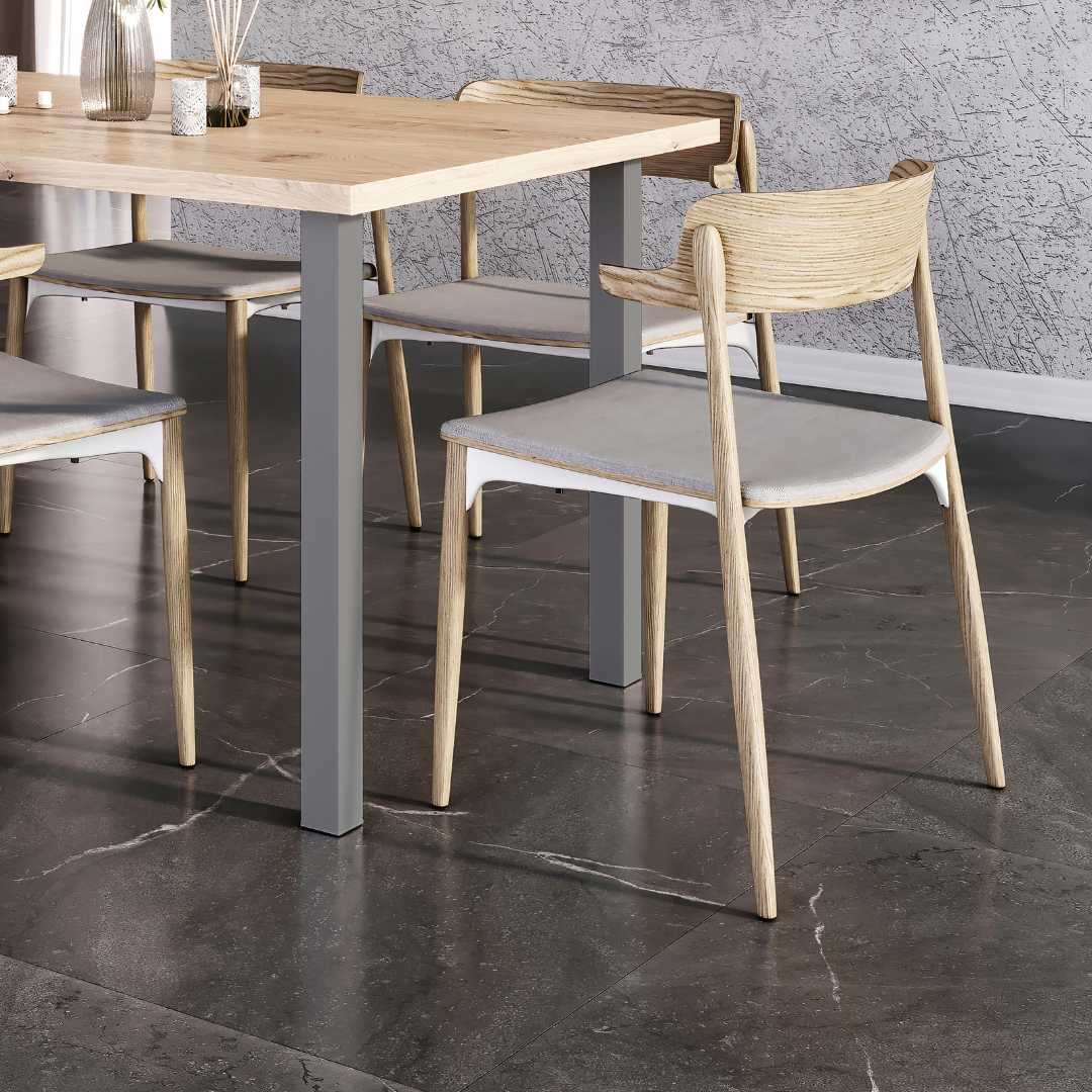 Lote de 4 patas quadradas para mesa 50x50mm Pintado alumínio - FCL